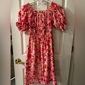 H&M Pink and Red Floral Dress